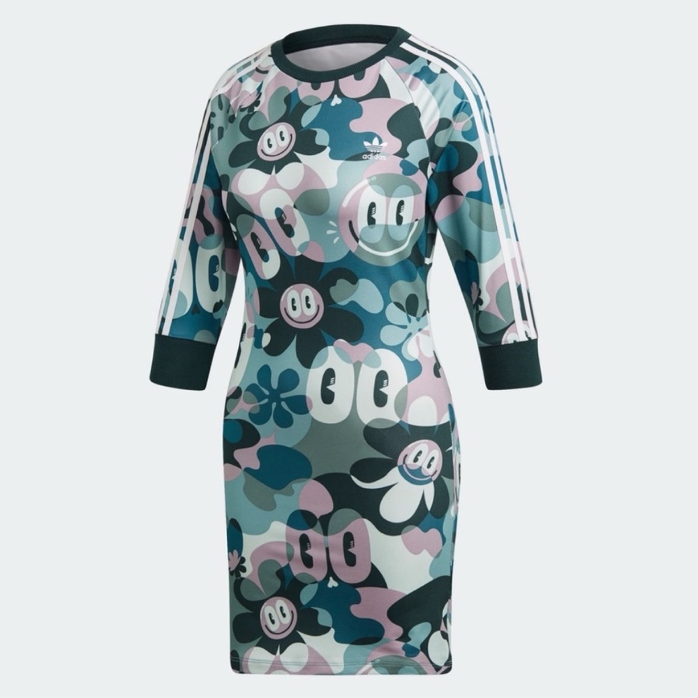 Adidas Originals X Hattie Stewart Trefoil 3 Stripes Camo Doodle Dress Size Med - Picture 8 of 15